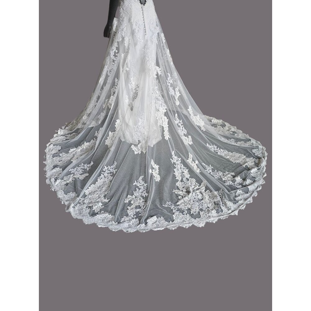 White Lace Illusion Bodice Open Back Wedding Gown - Morilee Madeline Gardner - Picture 11 of 12